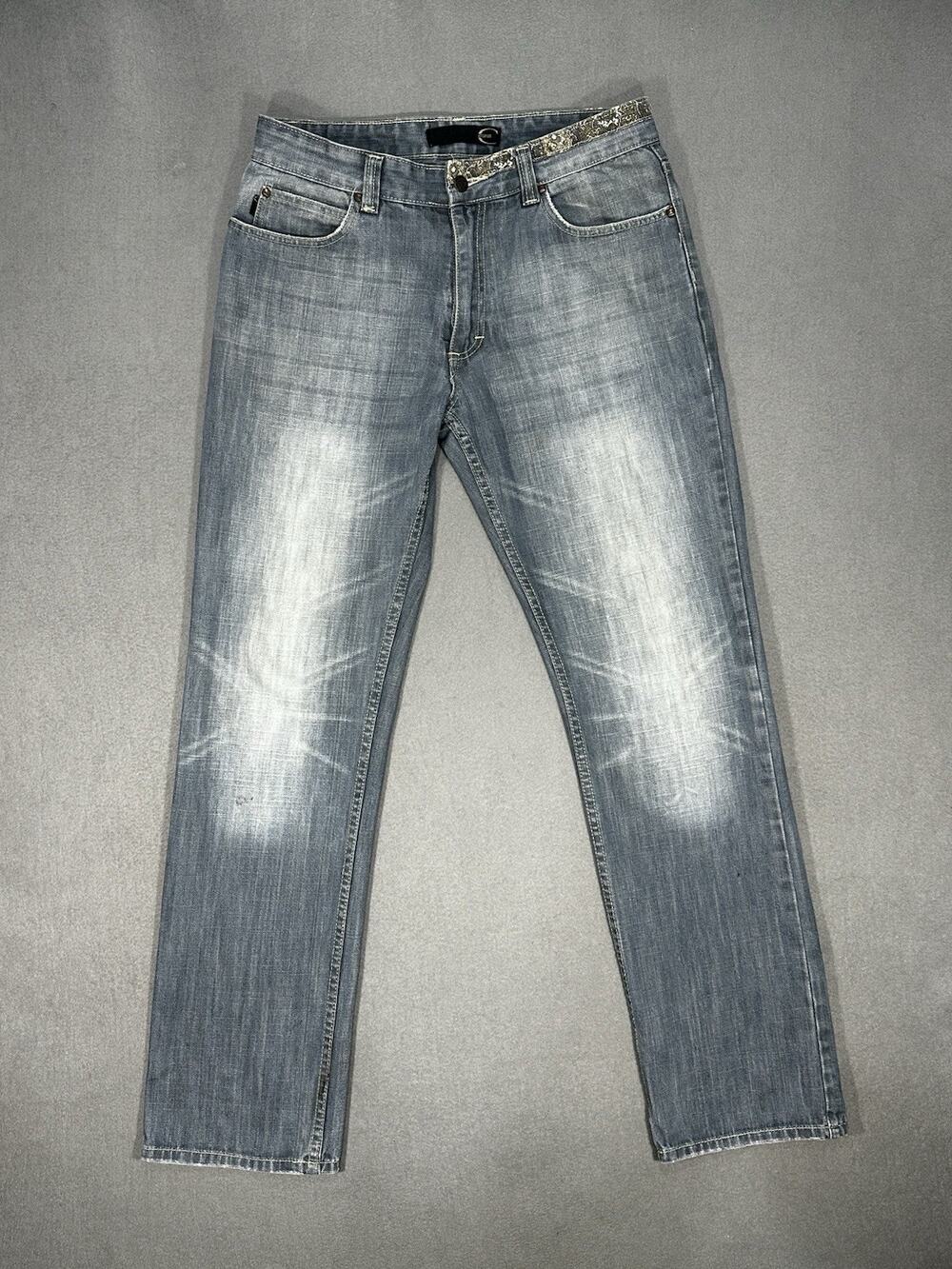 Just Cavalli Mens Jeans 34X32 Made Italy Faded Wash Straight Leg Denim Y2K